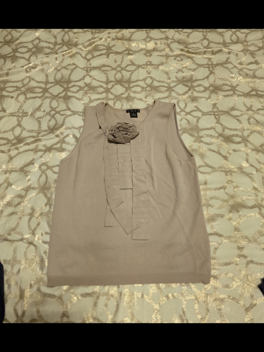 Sleeveless Rosette Ruffle Camisole in Taupe